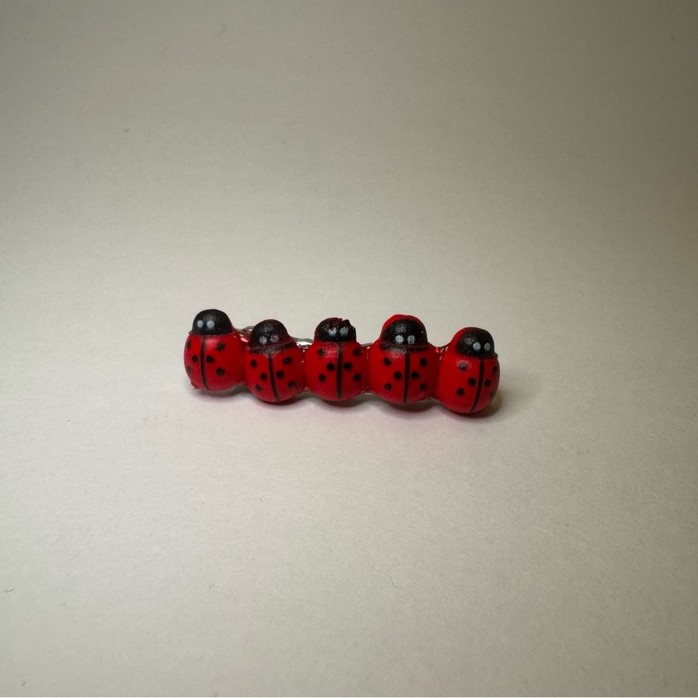 Hand Crafted Wooden Red Ladybug Hair Clip